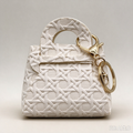 Beige Woven Top Handle Pouch, Elegant Mini Gift Bag with Gold-Tone Keyring for Wedding Favors, Bridal Shower, Party Candy & Guest Gifts
