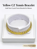 Yellow CZ Tennis Bracelet, Gold Tone Crystal Tennis Bracelet for Women