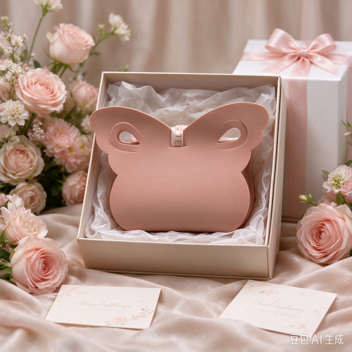 Pink Butterfly Faux Leather Mini Pouch, Cute Ribbon Bow Small Gift Bag for Wedding Favors, Bridal Shower, Party Candy, Jewelry & Small Trinkets