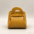 Mustard-Yellow Mini Faux Leather Fold-Over Mini Pouch, Small Gift Bag for Wedding Favors, Bridal Shower, Party Candy & Guest Gifts