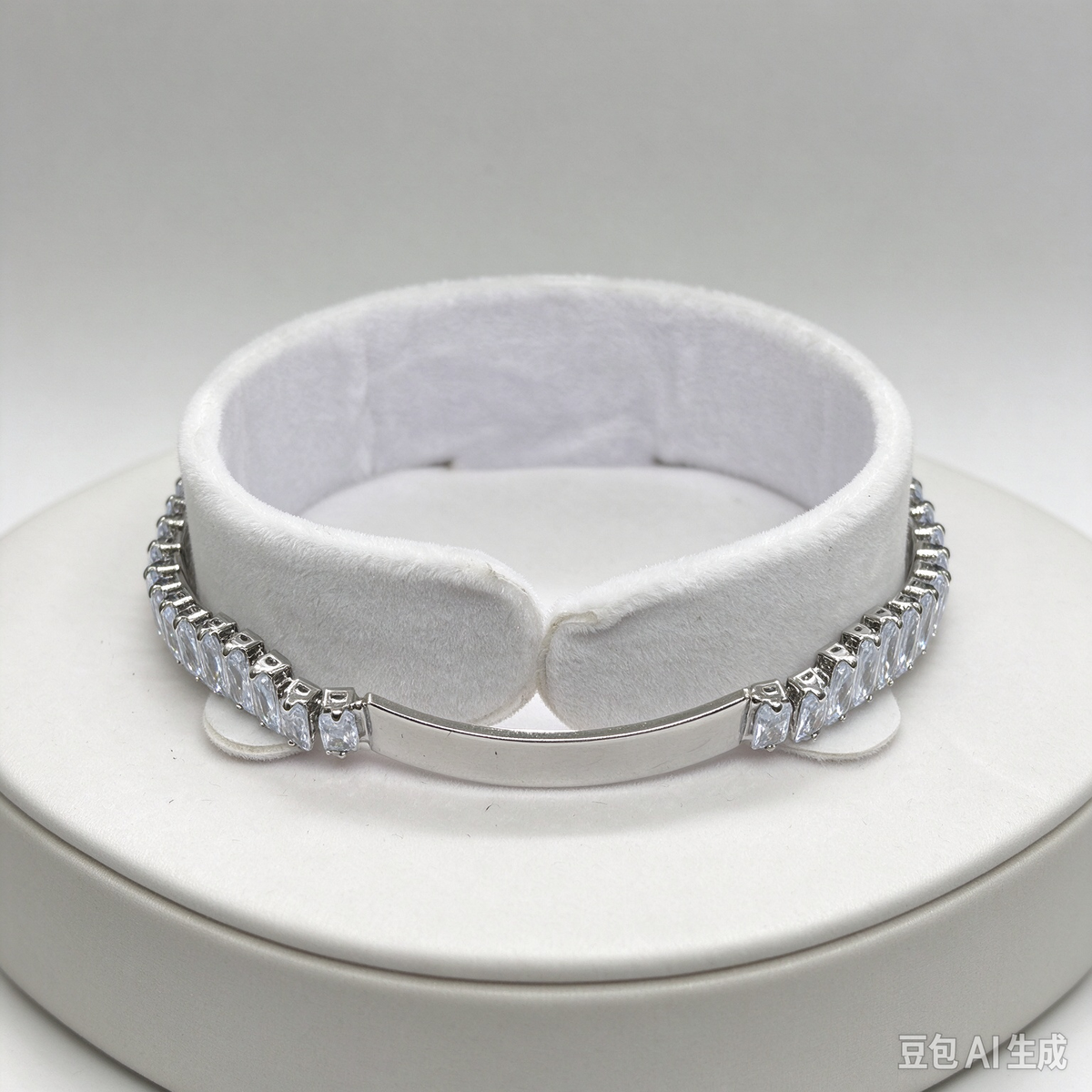 Silver Rhinestone Tennis Bracelet, Sparkly Crystal Cuff Bracelet for Women, Wedding Party Jewelry
