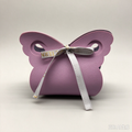 Dusty Purple Butterfly Faux Leather Mini Pouch, Ribbon Bow Small Gift Bag for Wedding Favors, Bridal Shower, Party Candy & Tiny Trinkets