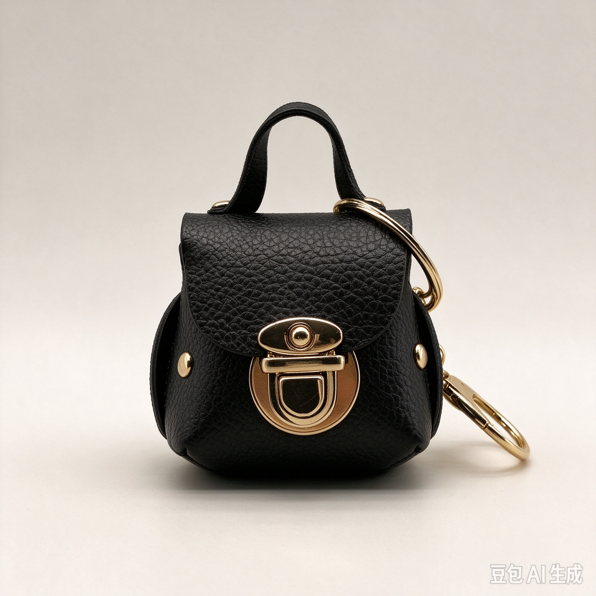 Black PU Keyring Pouch, Compact Mini Bag with Gold-Tone Lock for Everyday Use, Wedding Favors, Bridal Shower & Guest Gifts