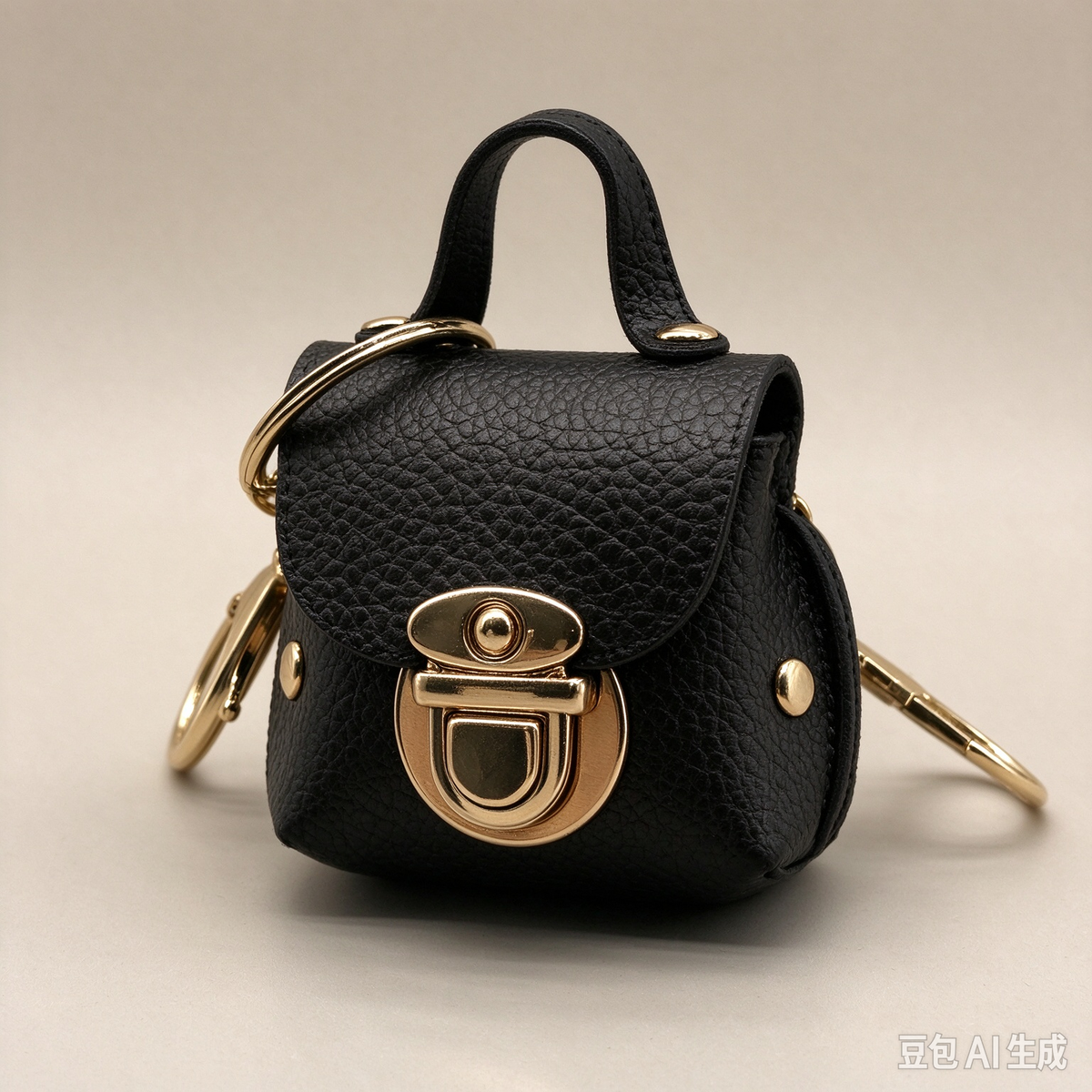 Black PU Keyring Pouch, Compact Mini Bag with Gold-Tone Lock for Everyday Use, Wedding Favors, Bridal Shower & Guest Gifts