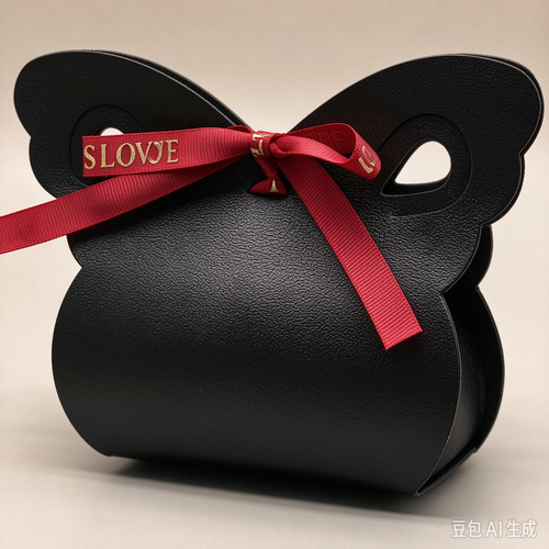Black Butterfly Faux Leather Mini Pouch, Red Ribbon Bow Small Gift Bag for Wedding Favors, Bridal Shower, Party Candy & Romantic Gifts