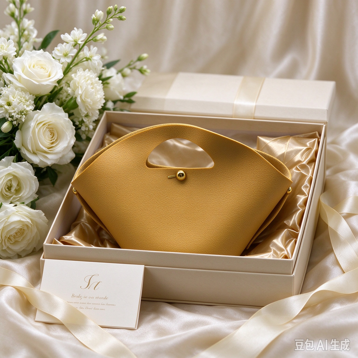 Mustard Yellow Fan-Shaped Faux Leather Handle Pouch, Open Style Mini Gift Bag with Gold-Tone Studs for Wedding Favors, Bridal Shower, Party Candy & Guest Gifts