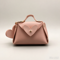 Pink Heart Charm Faux Leather Handle Pouch, Mini Gift Bag with Heart Flap and Gold-Tone Hardware for Wedding Favors, Bridal Shower, Party Candy & Guest Gifts