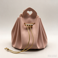 Pink Heart Handle Drawstring Pouch, Romantic Mini Gift Bag with Gold-Tone Hardware for Wedding Favors, Bridal Shower, Party Candy & Guest Gifts
