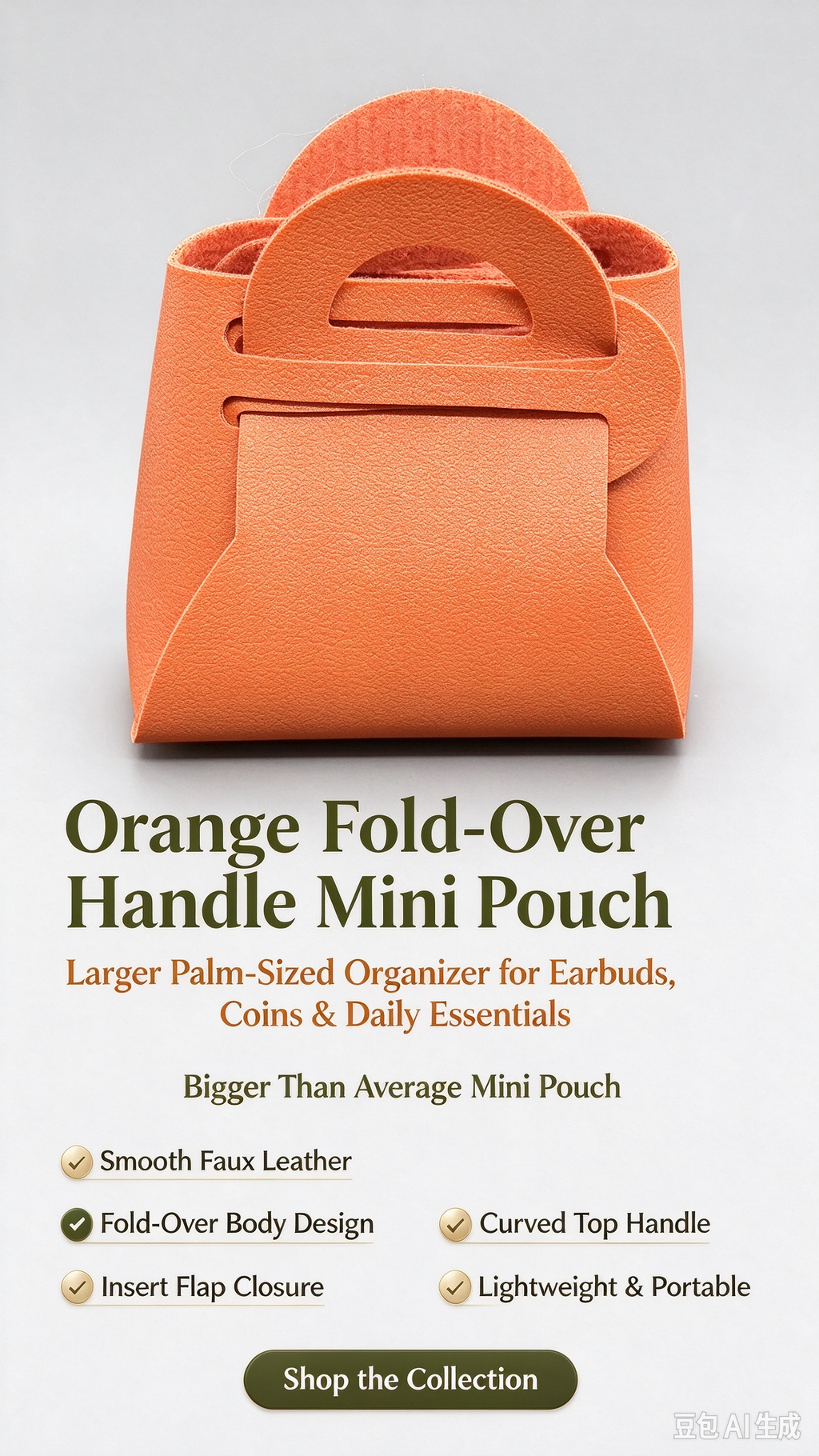 Orange Mini Faux Leather Fold-Over Mini Pouch, Small Gift Bag for Wedding Favors, Bridal Shower, Party Candy & Guest Gifts