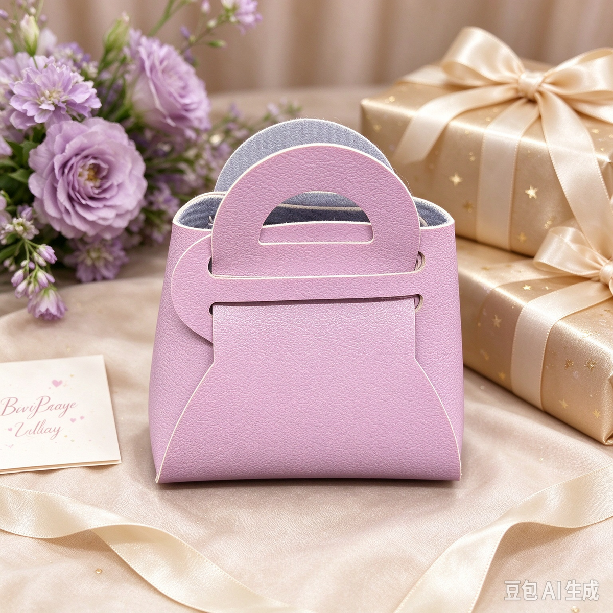 Lavender Purple Mini Faux Leather Fold-Over Mini Pouch, Small Gift Bag for Wedding Favors, Bridal Shower, Party Candy & Guest Gifts