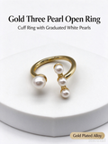 Staggered Triple Pearl Open Gold Ring