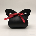 Black Butterfly Faux Leather Mini Pouch, Red Ribbon Bow Small Gift Bag for Wedding Favors, Bridal Shower, Party Candy & Romantic Gifts