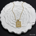 Gold Square H Letter Pendant Necklace, Rhinestone H Square Tag with Snake Chain, Elegant Women Jewelry