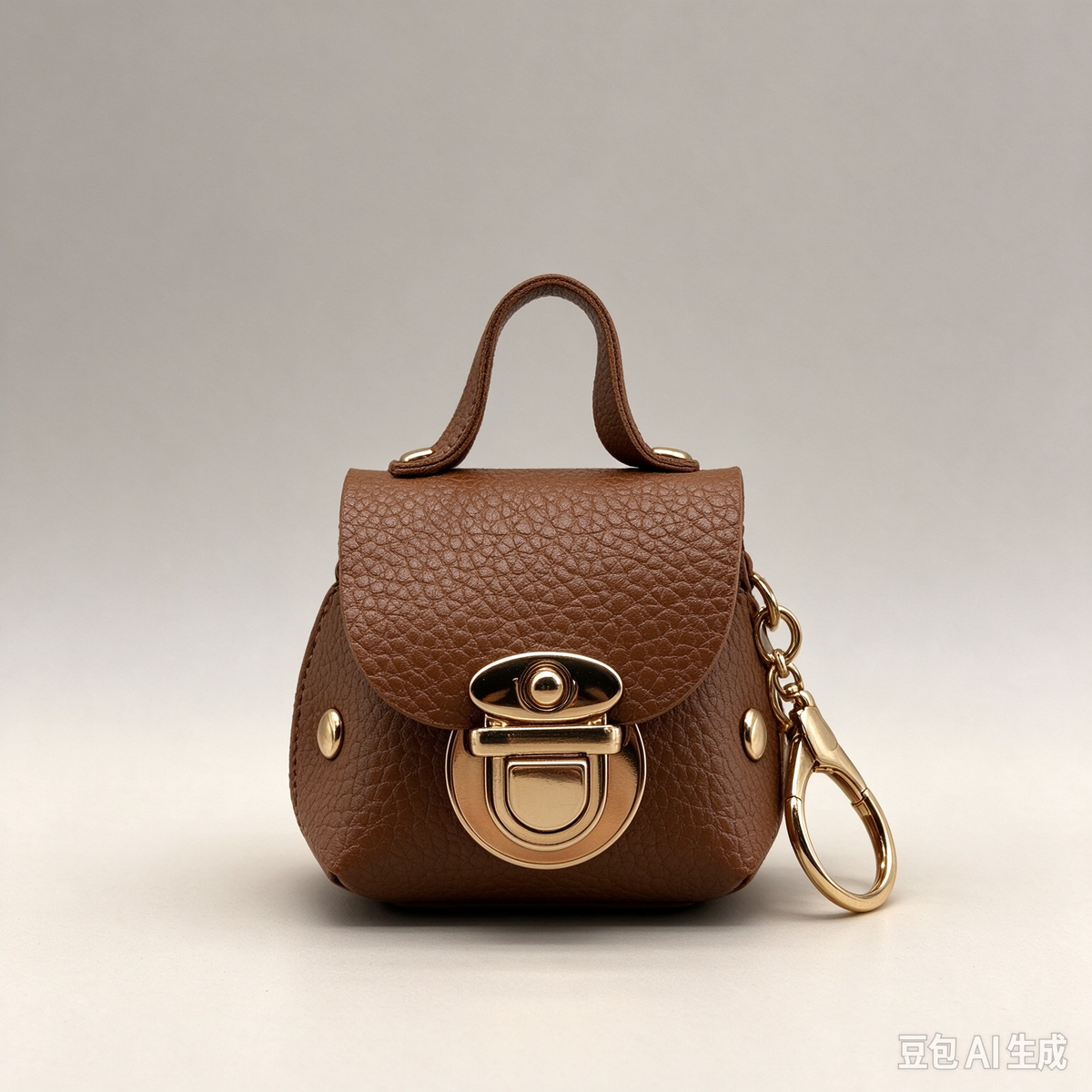 Brown PU Keyring Pouch, Compact Mini Bag with Gold-Tone Lock for Everyday Use, Wedding Favors, Bridal Shower & Guest Gifts