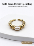 Braided Rope Band Oval Pearl Open Ring