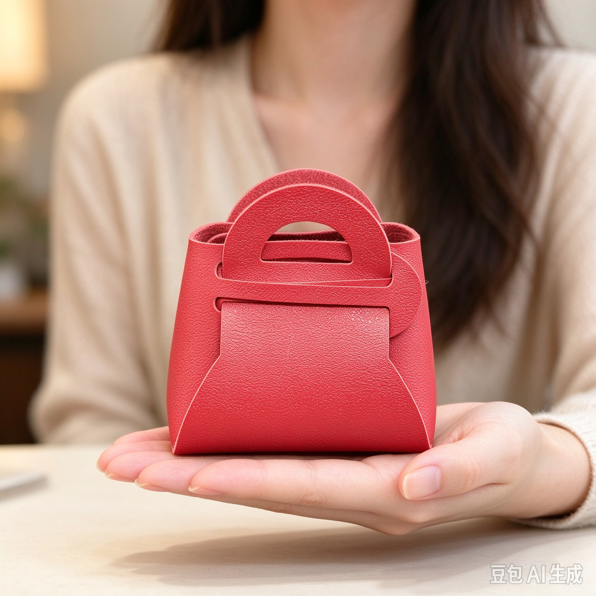 Red Mini Faux Leather Fold-Over Mini Pouch, Small Gift Bag for Wedding Favors, Bridal Shower, Party Candy & Guest Gifts