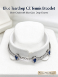 Blue Teardrop Cluster Tennis Bracelet, Luxury Deep Blue Crystal Zircon Bracelet