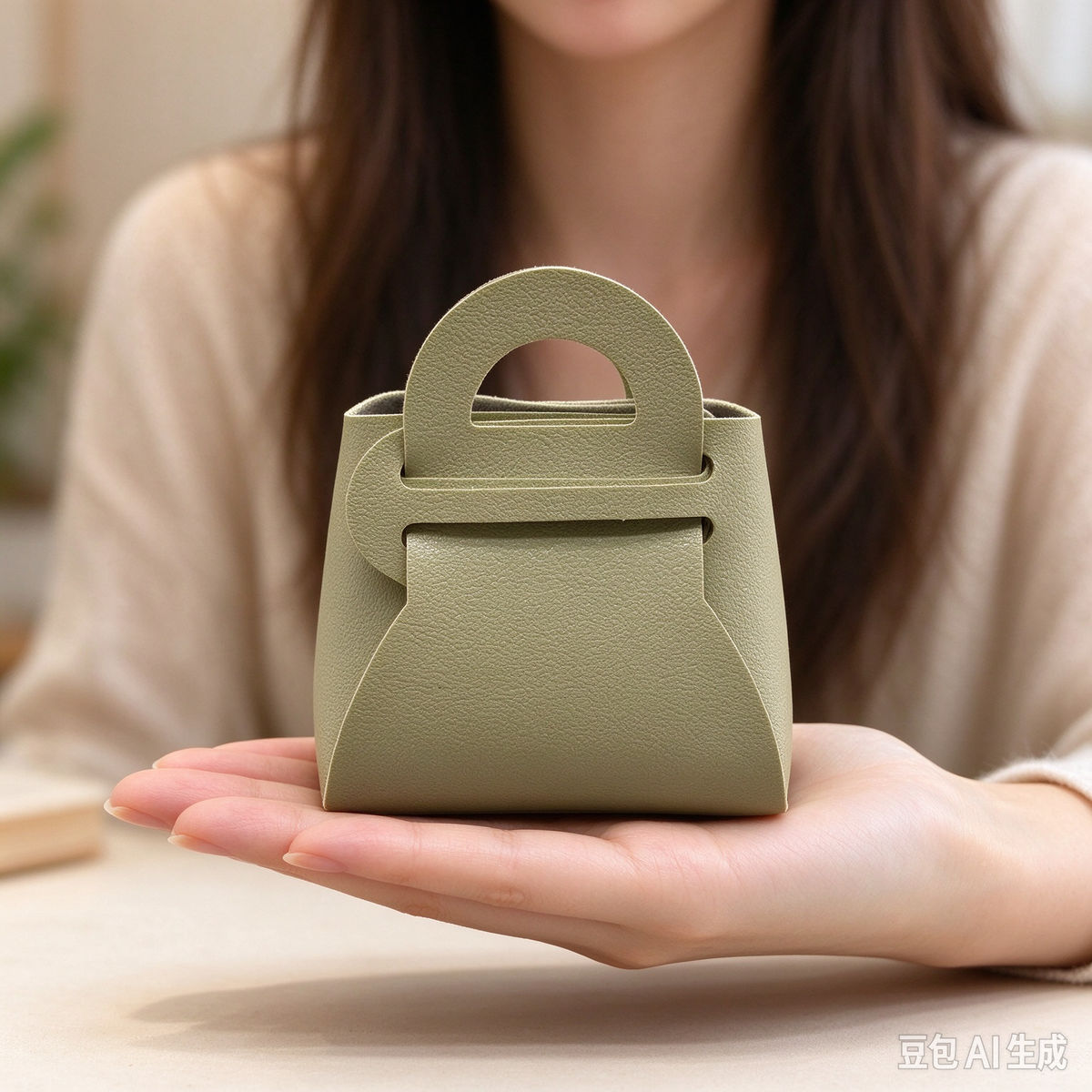Light Green Mini Faux Leather Fold-Over Mini Pouch, Small Gift Bag for Wedding Favors, Bridal Shower, Party Candy & Guest Gifts