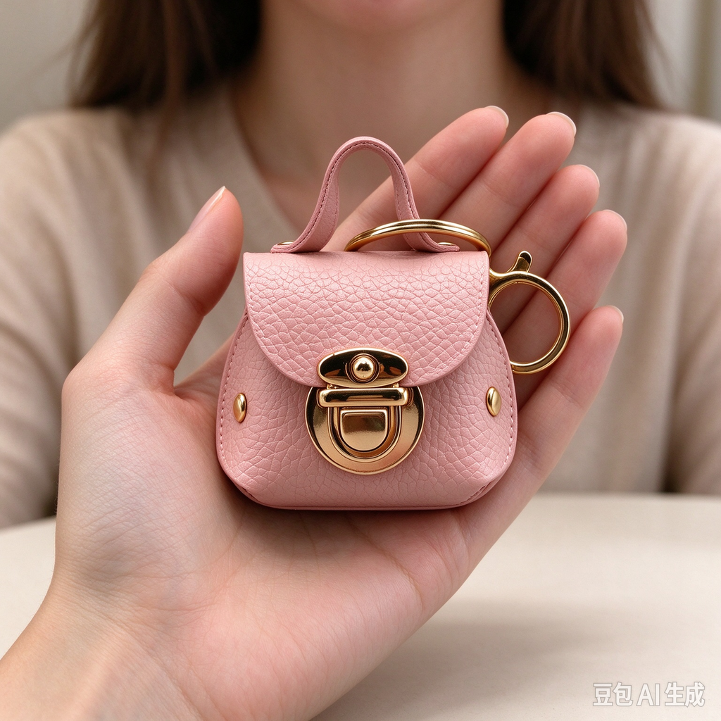 Pink PU Keyring Pouch, Compact Mini Bag with Gold-Tone Lock for Everyday Use, Wedding Favors, Bridal Shower & Guest Gifts