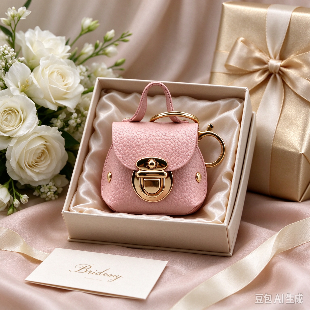 Pink PU Keyring Pouch, Compact Mini Bag with Gold-Tone Lock for Everyday Use, Wedding Favors, Bridal Shower & Guest Gifts