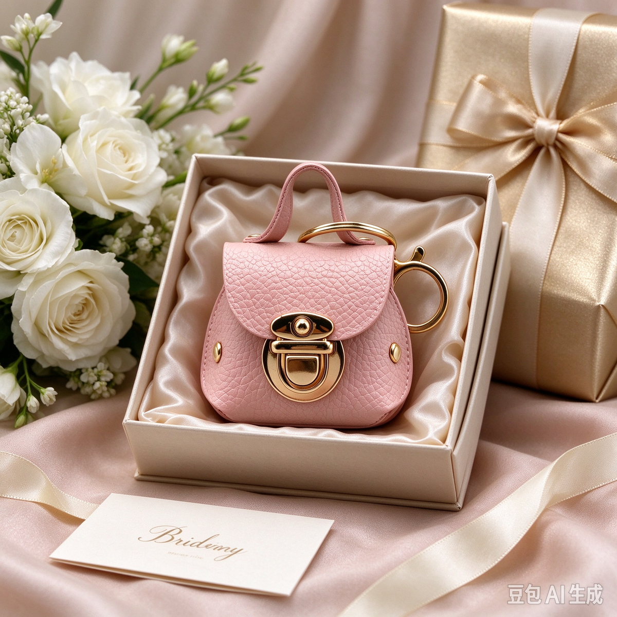Pink PU Keyring Pouch, Compact Mini Bag with Gold-Tone Lock for Everyday Use, Wedding Favors, Bridal Shower & Guest Gifts