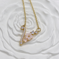 Dainty Gold Floral Letter V Initial Necklace, Pink Flower & Multicolor Crystal Pendant, Romantic Women Letter Jewelry Gift