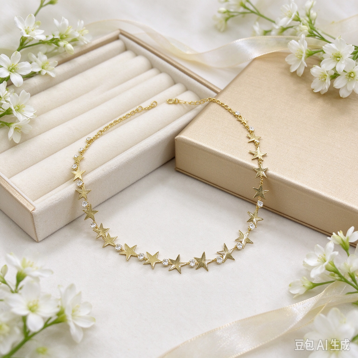 Gold Star Crystal Choker Necklace, Dainty Star Pendant Necklace for Women, Trendy Layered Jewelry