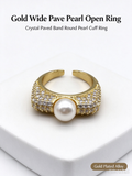Pave CZ Encrusted Single Pearl Open Ring