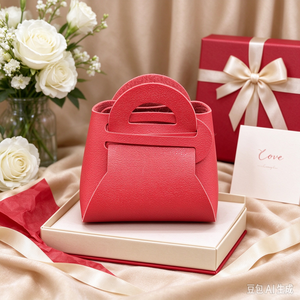 Red Mini Faux Leather Fold-Over Mini Pouch, Small Gift Bag for Wedding Favors, Bridal Shower, Party Candy & Guest Gifts