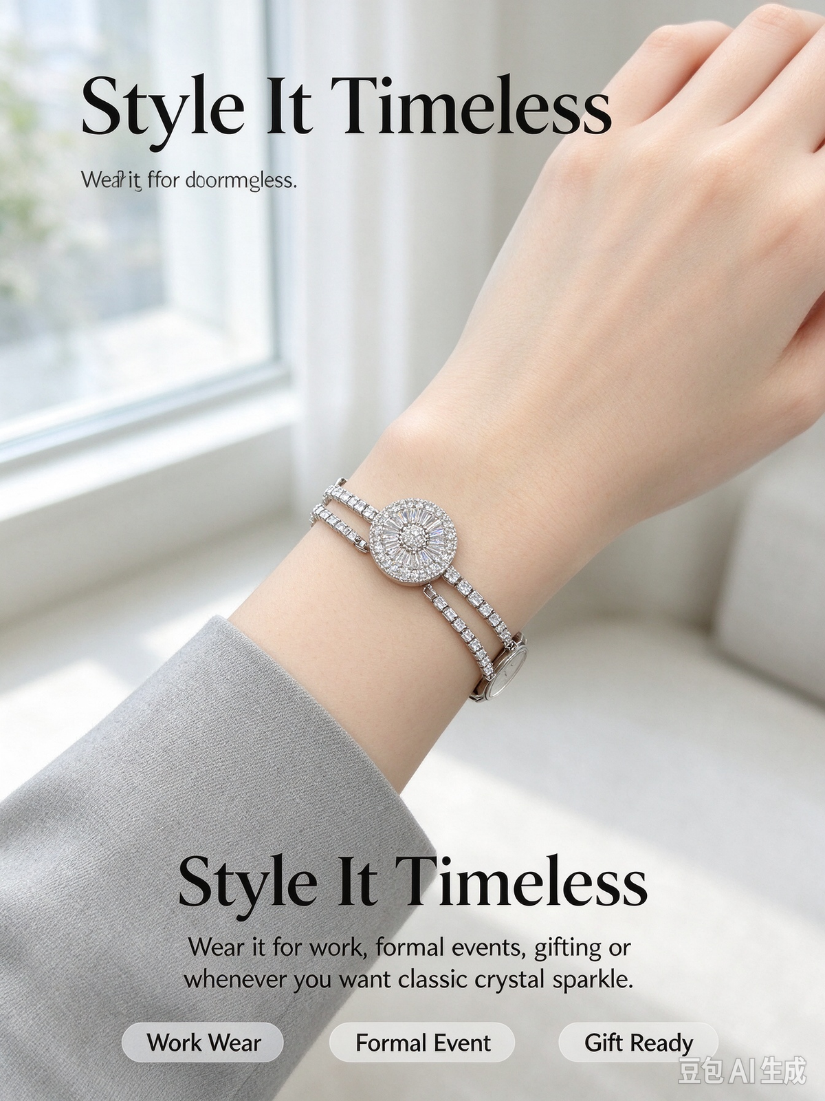 Silver Sunflower Tennis Bracelet, Radiant Full Paved Zircon Statement Bracelet