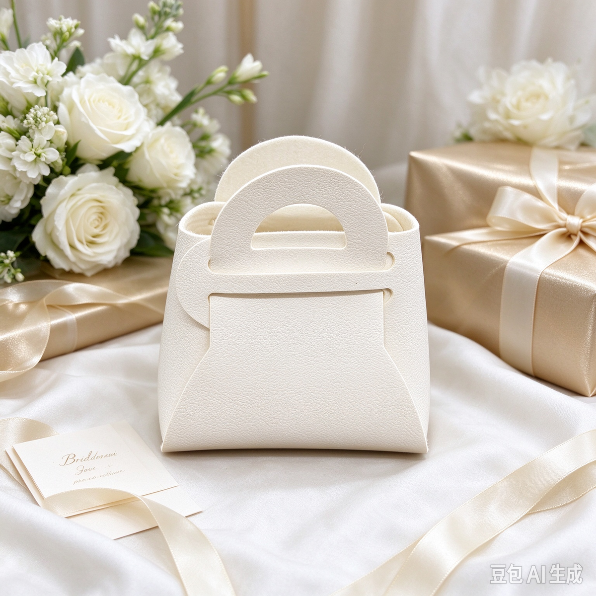 White Mini Faux Leather Fold-Over Mini Pouch, Small Gift Bag for Wedding Favors, Bridal Shower, Party Candy & Guest Gifts