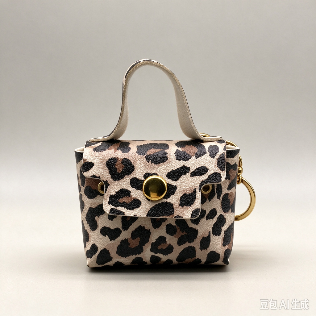 Leopard Print Flap Keyring Pouch, Compact Mini Bag with Gold-Tone Lock for Everyday Use, Wedding Favors, Bridal Shower & Guest Gifts