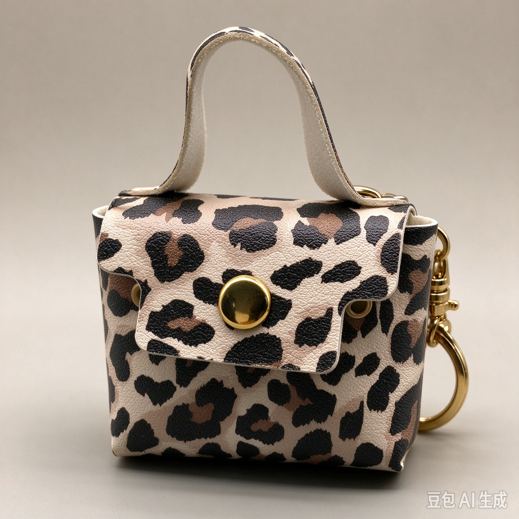 Leopard Print Flap Keyring Pouch, Compact Mini Bag with Gold-Tone Lock for Everyday Use, Wedding Favors, Bridal Shower & Guest Gifts