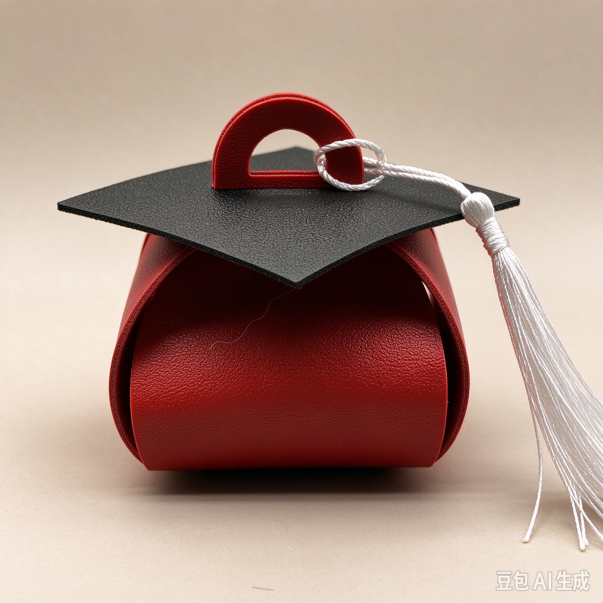 Red Graduation Cap Mini Faux Leather Keychain Purse, Tiny Coin Pouch Earbud Holder, Cute Graduation Gift Bag Charm for Women