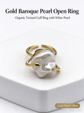 Abstract Wavy Wire Baroque Pearl Statement Ring