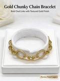 Gold Chunky Chain Bracelet, Cubic Zirconia Oval Link Statement Bracelet for Women