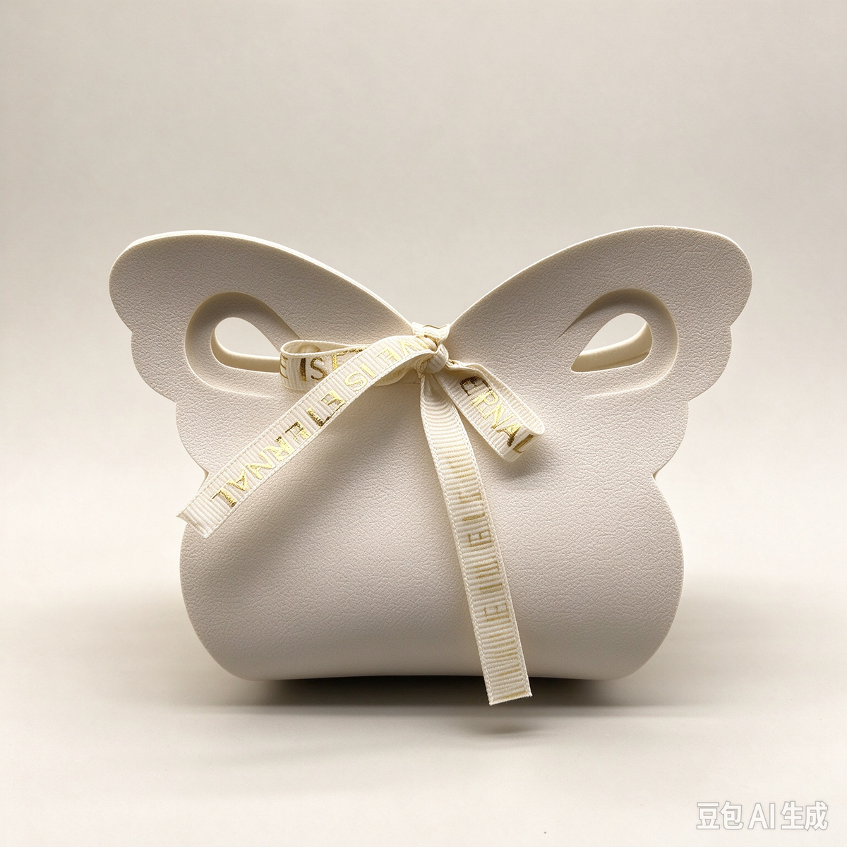 Ivory White Butterfly Faux Leather Pouch, Cute Ribbon Bow Mini Gift Bag for Wedding Favors, Bridal Shower, Party Candy & Small Trinkets