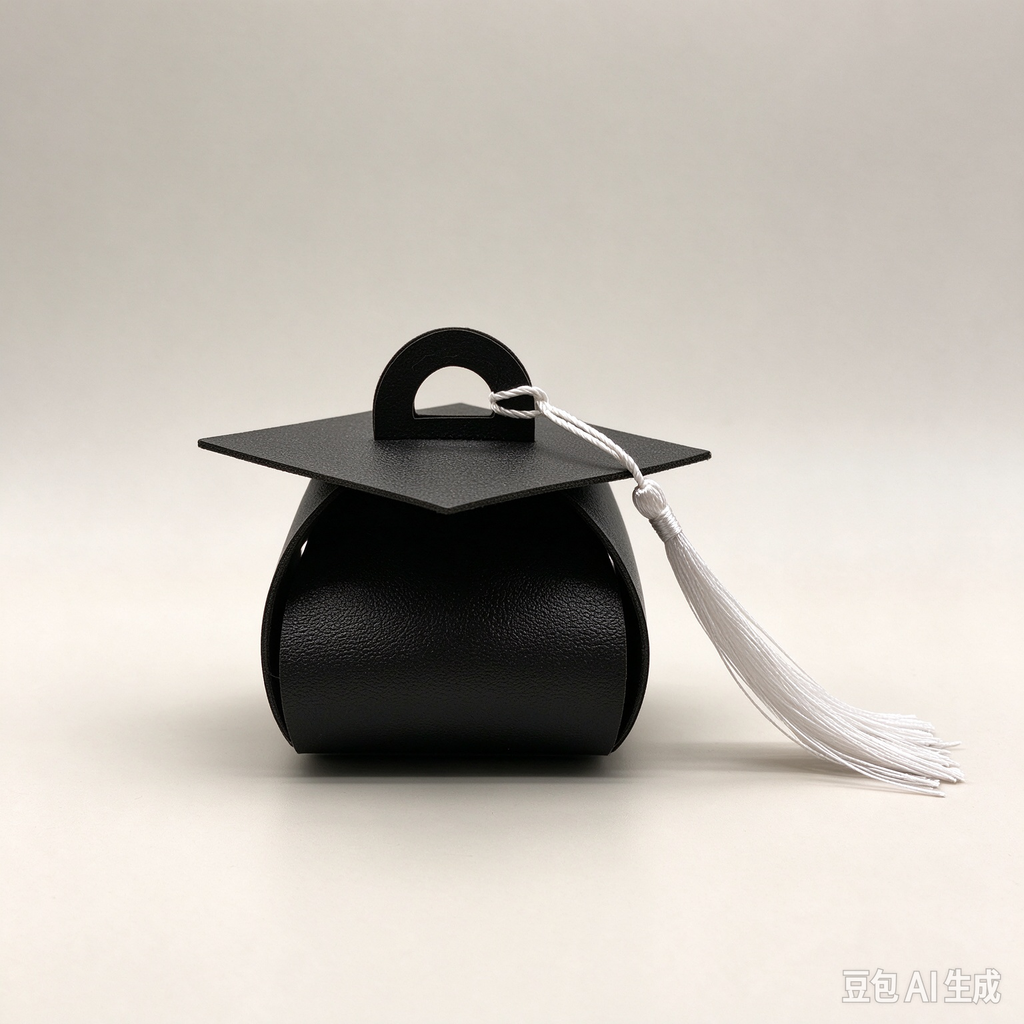 Black Graduation Cap Mini Faux Leather Keychain Purse, Tiny Coin Pouch Earbud Holder, Cute Graduation Gift Bag Charm for Women