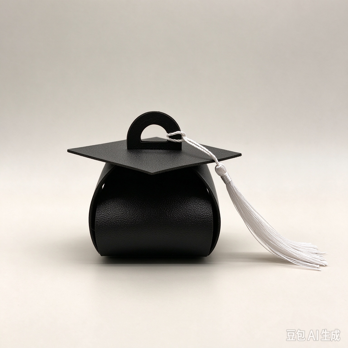 Black Graduation Cap Mini Faux Leather Keychain Purse, Tiny Coin Pouch Earbud Holder, Cute Graduation Gift Bag Charm for Women