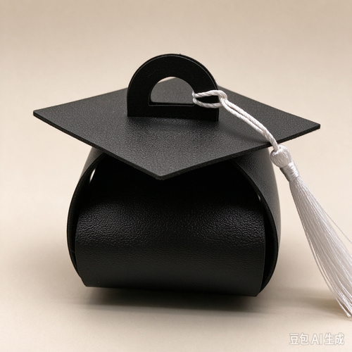 Black Graduation Cap Mini Faux Leather Keychain Purse, Tiny Coin Pouch Earbud Holder, Cute Graduation Gift Bag Charm for Women