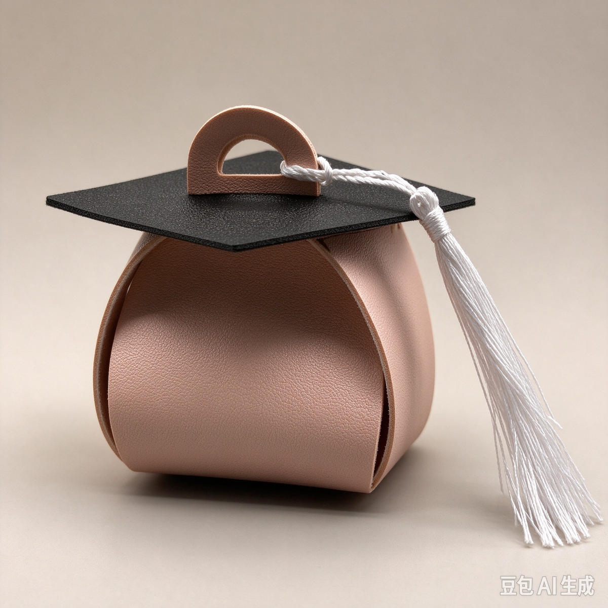 Pink Graduation Cap Mini Faux Leather Keychain Purse, Tiny Coin Pouch Earbud Holder, Cute Graduation Gift Bag Charm for Women