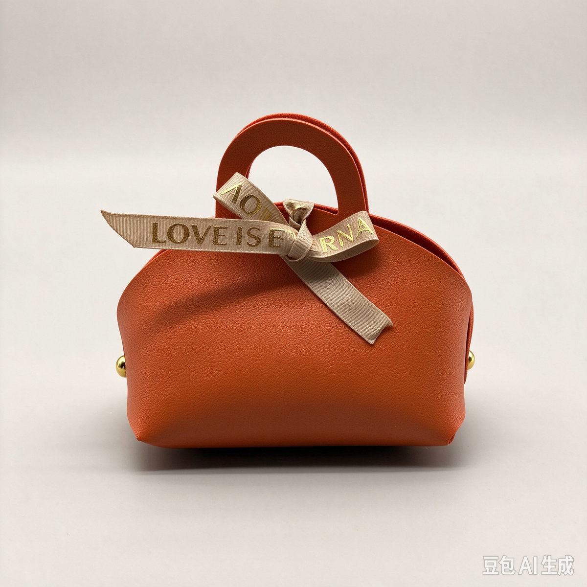 Orange Mini Faux Leather Tote Pouch with Delicate Letter Ribbon Bow, Small Gift Bag for Wedding Favors, Bridal Shower, Party Candy & Guest Gifts