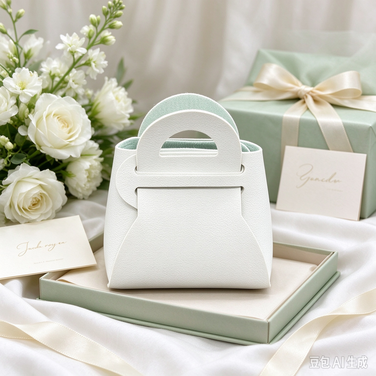 Light-Blue Mini Faux Leather Fold-Over Mini Pouch, Small Gift Bag for Wedding Favors, Bridal Shower, Party Candy & Guest Gifts