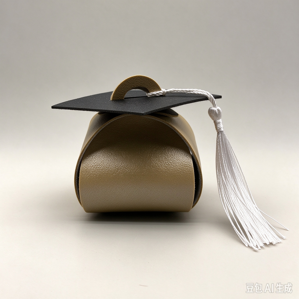 Olive Gold Graduation Cap Mini Faux Leather Keychain Purse, Tiny Coin Pouch Earbud Holder, Cute Graduation Gift Bag Charm for Women