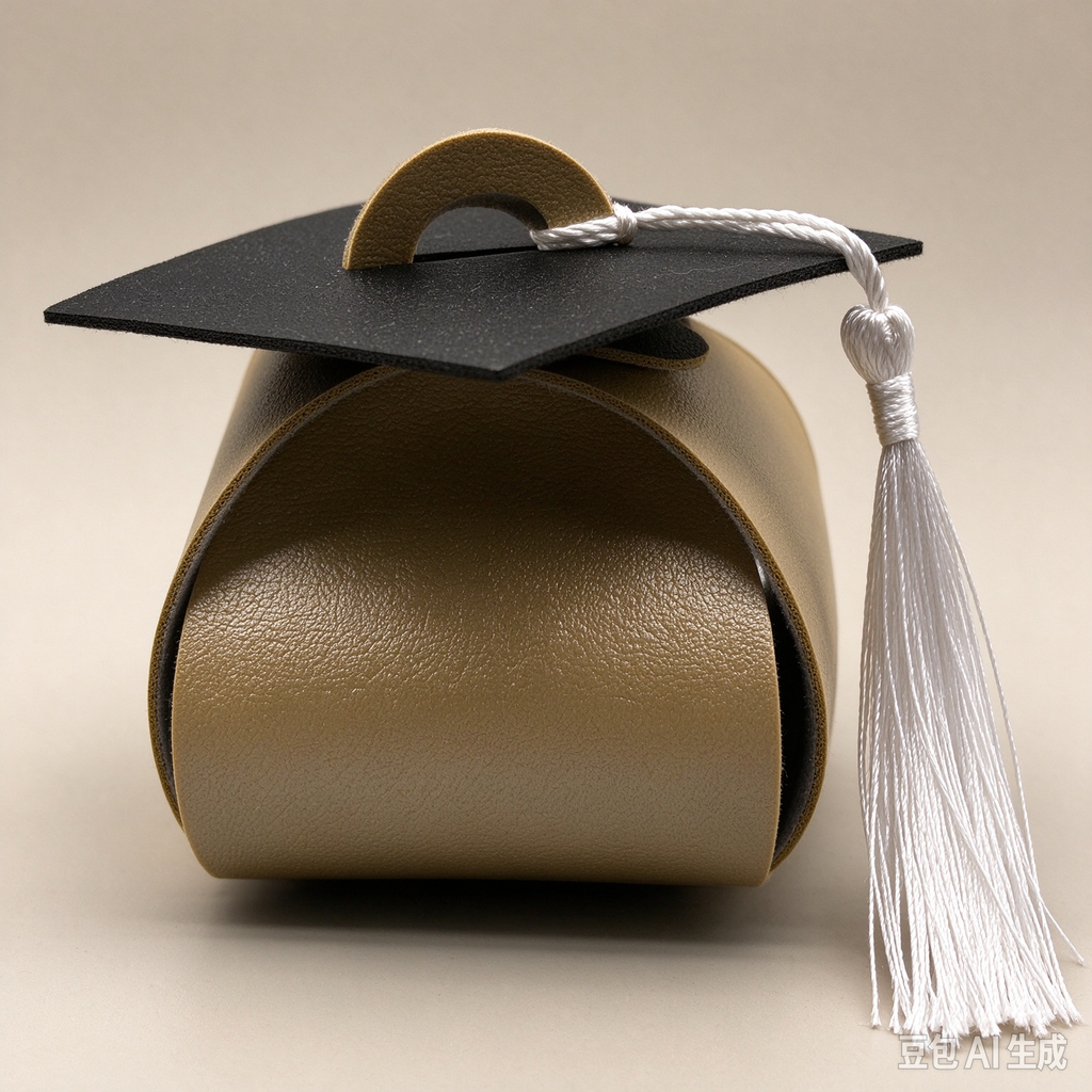 Olive Gold Graduation Cap Mini Faux Leather Keychain Purse, Tiny Coin Pouch Earbud Holder, Cute Graduation Gift Bag Charm for Women