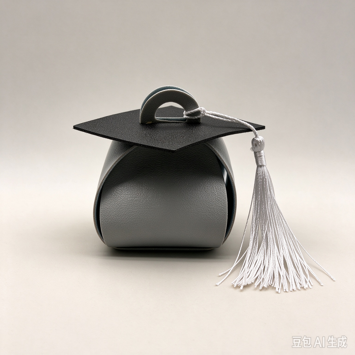 Blue Graduation Cap Mini Faux Leather Keychain Purse, Tiny Coin Pouch Earbud Holder, Cute Graduation Gift Bag Charm for Women