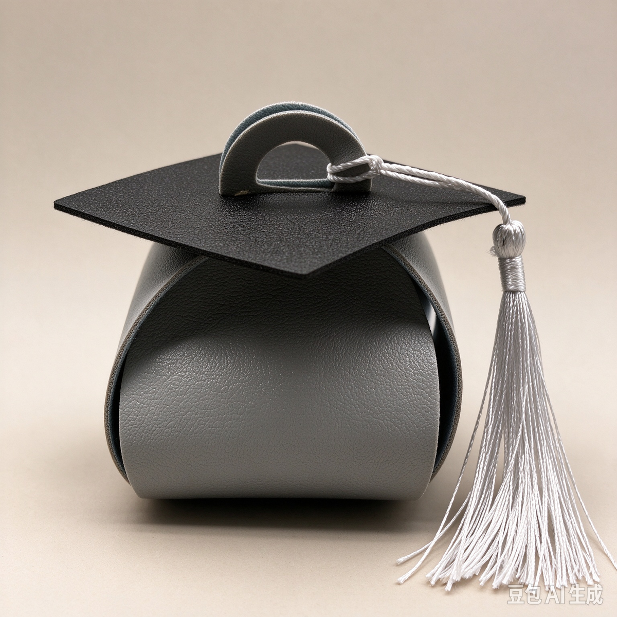 Blue Graduation Cap Mini Faux Leather Keychain Purse, Tiny Coin Pouch Earbud Holder, Cute Graduation Gift Bag Charm for Women