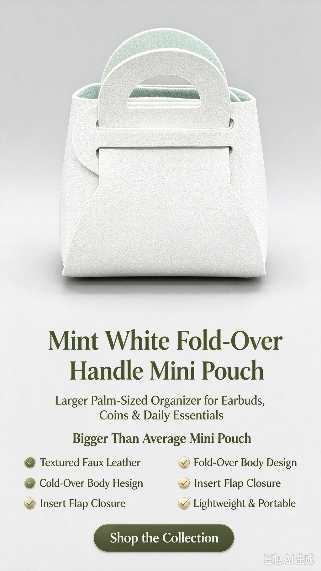 Light-Blue Mini Faux Leather Fold-Over Mini Pouch, Small Gift Bag for Wedding Favors, Bridal Shower, Party Candy & Guest Gifts