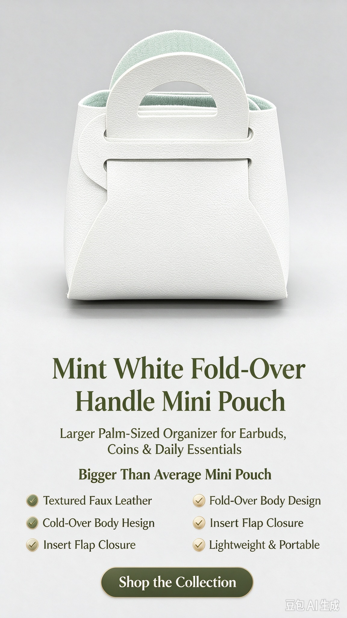 Light-Blue Mini Faux Leather Fold-Over Mini Pouch, Small Gift Bag for Wedding Favors, Bridal Shower, Party Candy & Guest Gifts