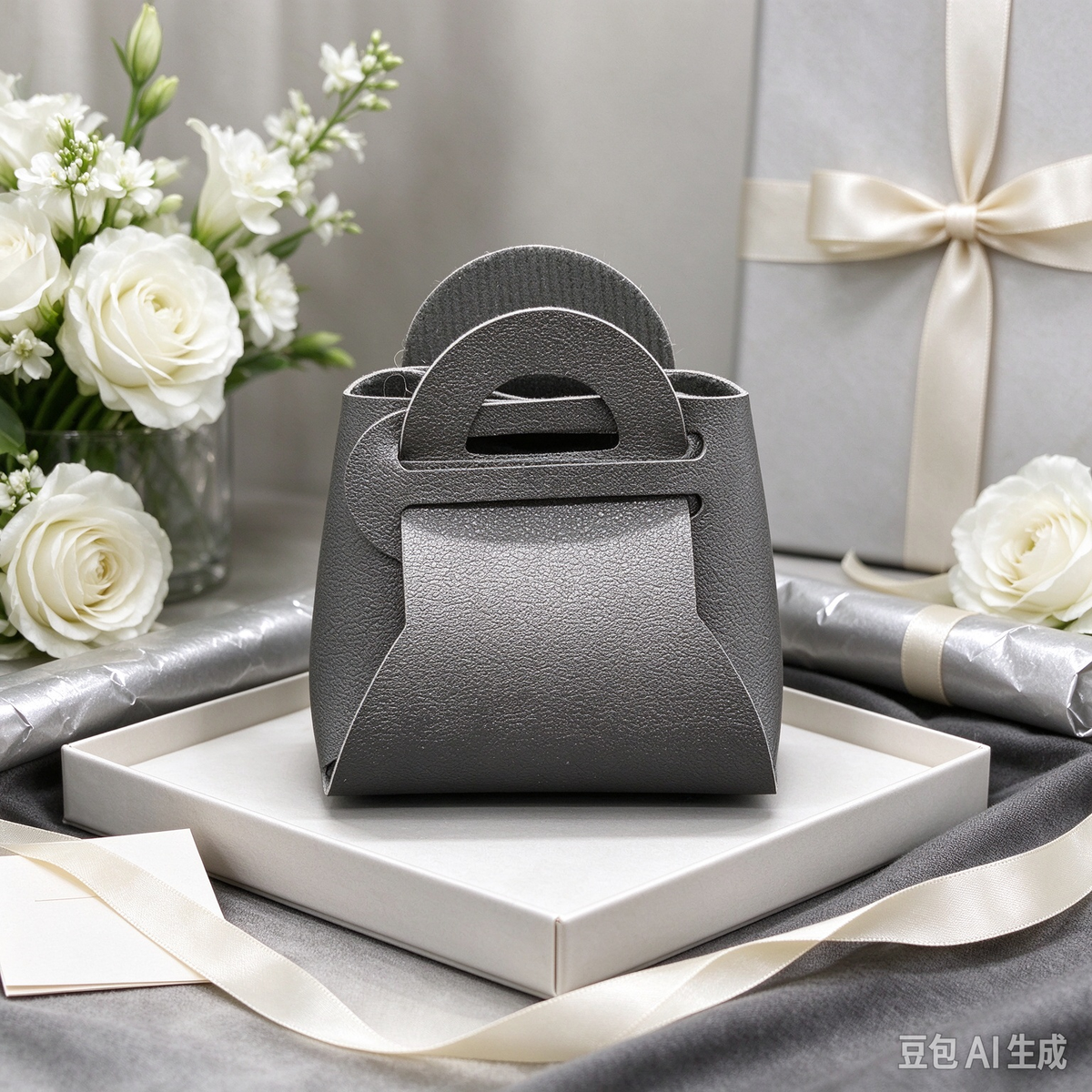 Black Mini Faux Leather Fold-Over Mini Pouch, Small Gift Bag for Wedding Favors, Bridal Shower, Party Candy & Guest Gifts